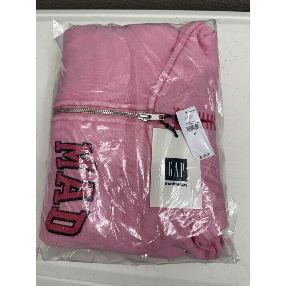 Gap x MadHappy Medium Full Zip Cropped Hoodie Light Pink MSRP 108 - Picture 3 of 4
